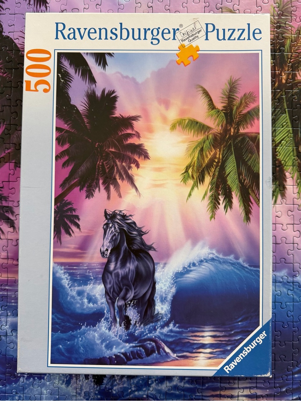 Ravensburger Beach Sunset Black Horse Puzzle (500 pc.)